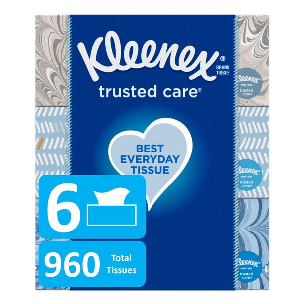 Kleenex Everyday Facial Tissues, 6 Flat Boxes (960 Total Tissues)