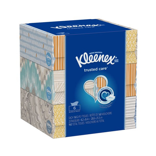 Kleenex Everyday Facial Tissues, 6 Flat Boxes (960 Total Tissues)